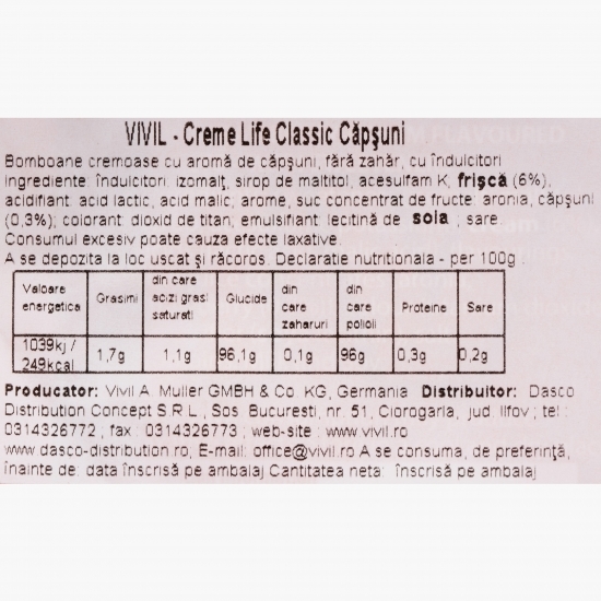 Bomboane cu căpșuni fără zahăr 60g