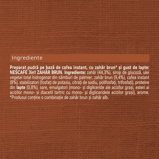 3în1 zahăr brun plicuri, 24x 16.5g, mix de cafea instant 