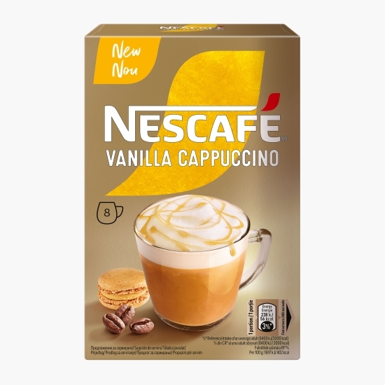 Cappuccino Vanilla plicuri 8x14g, mix de cafea instant 