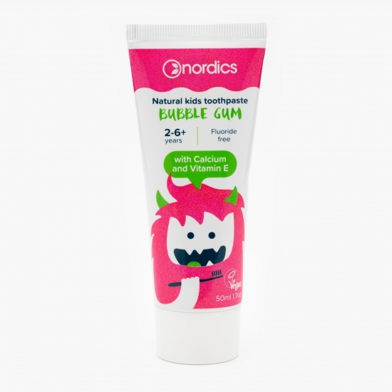 Pastă de dinți naturală pentru copii, fără fluor Bubble gum, 2-6 ani, 50ml