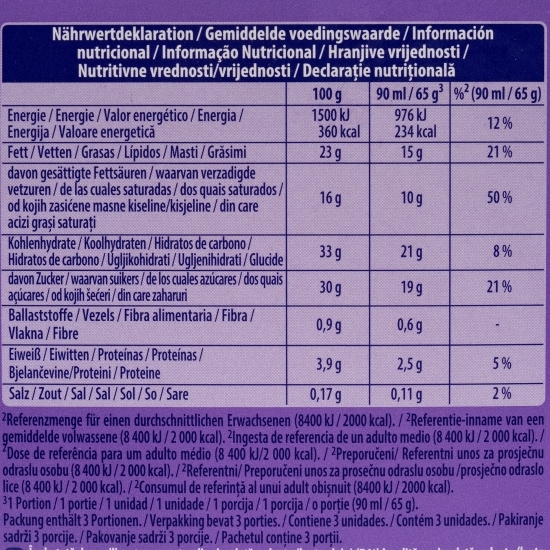 Înghețată de vanilie și un amestec de ciocolată cu lapte 3x90ml (3x65g)