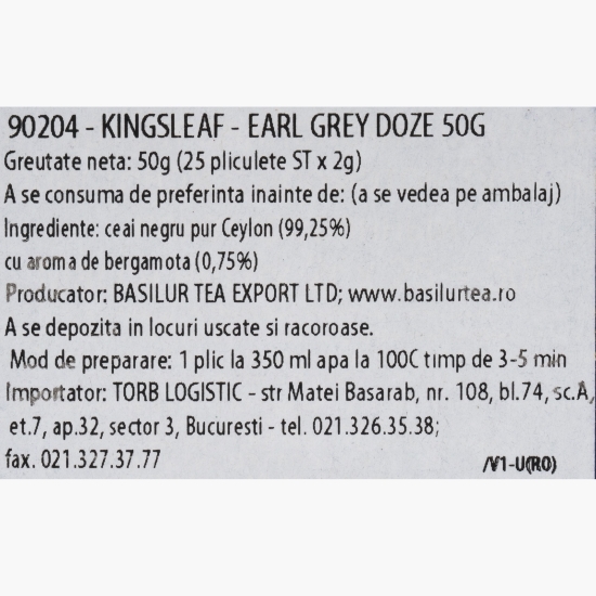 Ceai negru Earl Grey, 25 plicuri