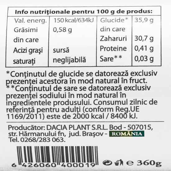 Dulceață de afine fără zahăr adăugat 360g