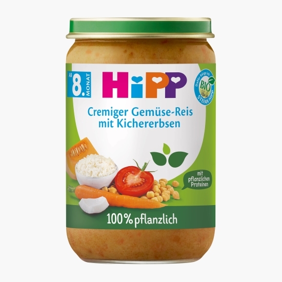 Piure de legume cremoase cu orez și năut eco, +8 luni, 220g