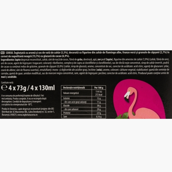 Înghețată Flamingo cu aromă de vată de zahăr 4x130ml (4x73g)