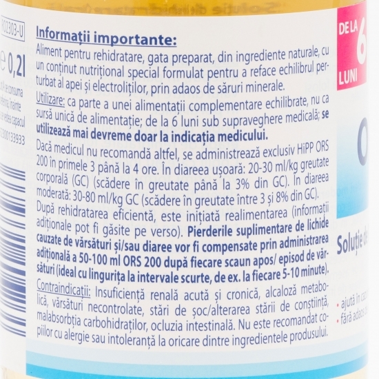 Soluție rehidratare orală pe bază de măr, +6 luni, 200ml