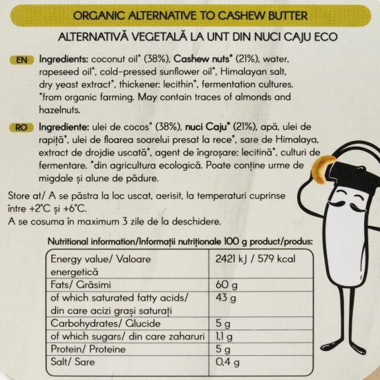Specialitate vegetală eco Cashew Block din caju 200g