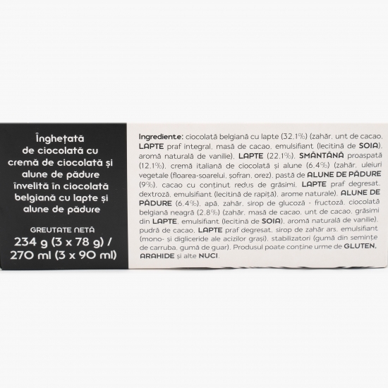 Înghețată multipack ciocolată și alune de pădure 3x90ml