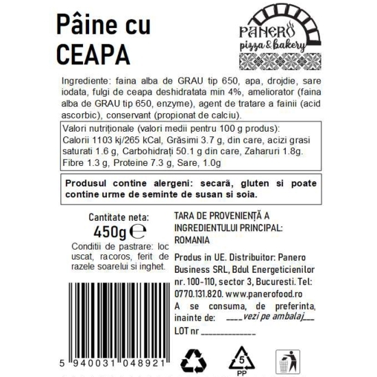 Pâine cu ceapă 450g