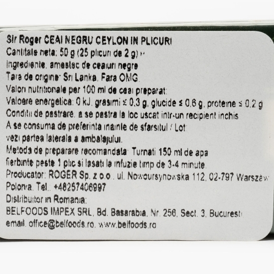 Ceai negru Ceylon plicuri 25x2g