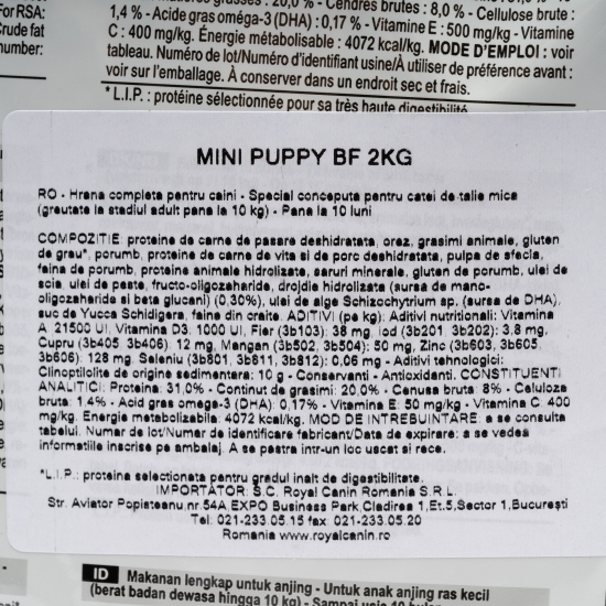 Hrană uscată pentru câini, 2kg, Mini Puppy 
