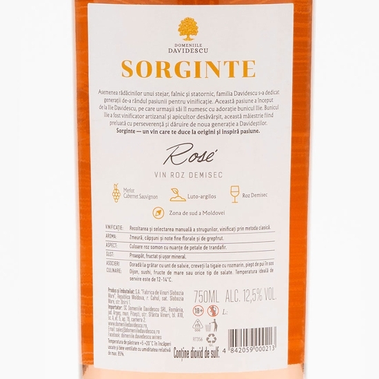 Vin rose demisec Sorginte, 12%, 0.75l
