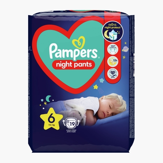 Scutece chiloțel Night Pants, mărimea 6, 15+kg, 19 buc