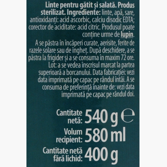 Linte boabe în saramură 540g