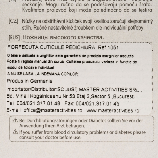 Forfecuță cuticule pedichiură