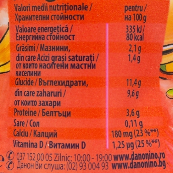 Iaurt cu piure de căpșuni și banane, 2.8% grăsime, 70g