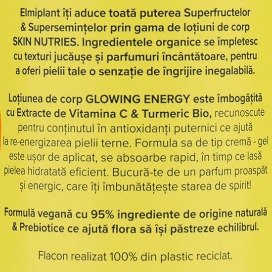 Loțiune de corp Glowing Energy cu extracte de vitamina C și turmeric bio 400ml