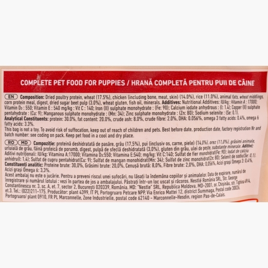 Hrană uscată pentru câini, 800g, cu pui și orez