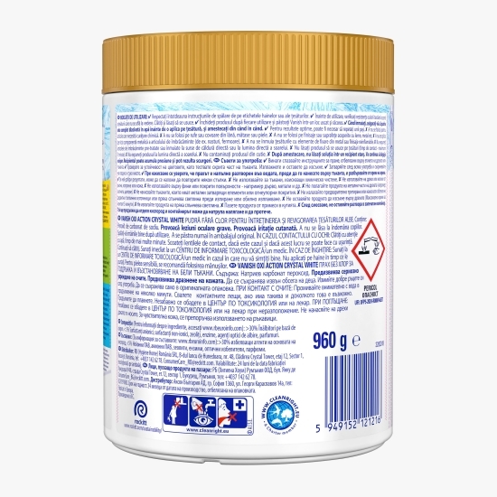Pudră pentru îndepărtarea petelor pentru haine albe Oxi Action, 960g