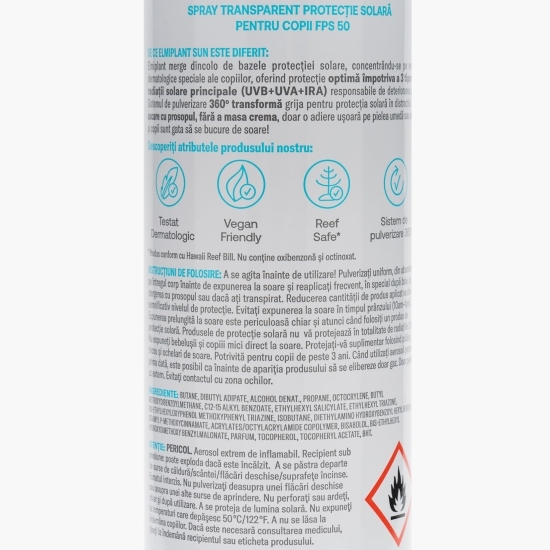 Loțiune spray protecție solară pentru copii SPF50, 150ml