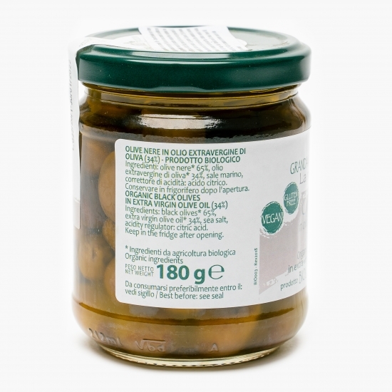 Măsline negre eco în ulei de măsline 180g