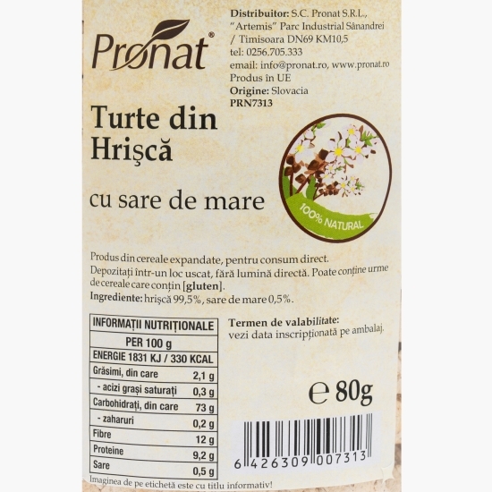 Turte din hrișcă cu sare de mare 80g