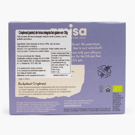 Pâine crocantă eco din hrișcă integrală, fără gluten 120g