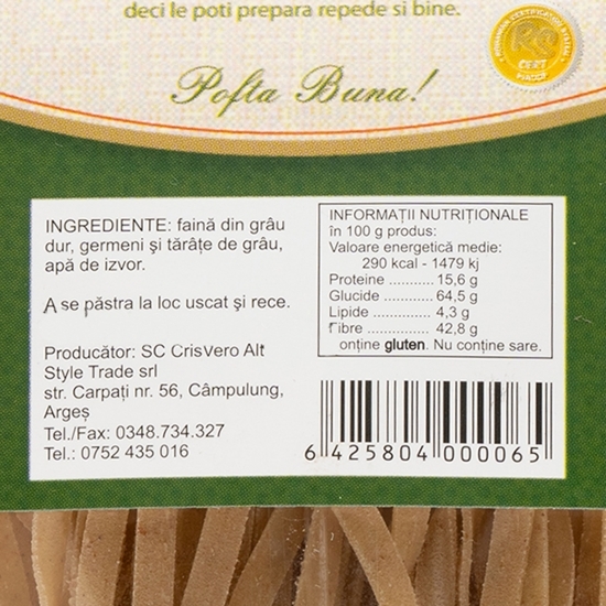 Paste de casă Tagliatelle cu fibre 250g