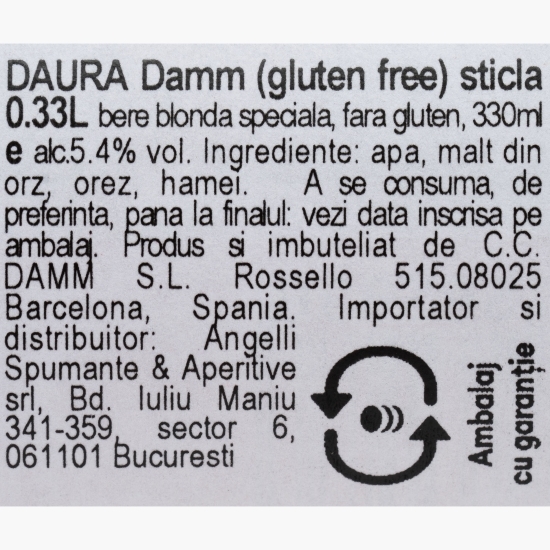 Bere blondă fără gluten sticlă 0.33l