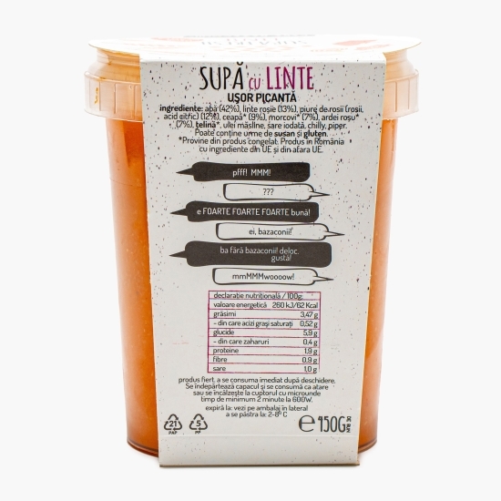 Supă fresh cu linte, ușor picantă 450g