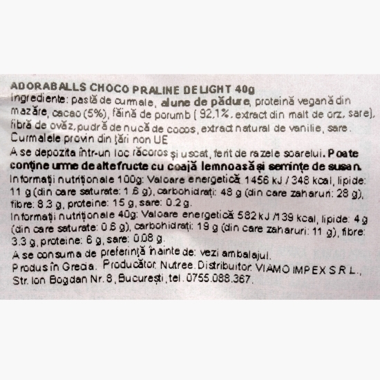 Praline proteice Choco Praline Delight fără zahăr adăugat 40g (2x20g)