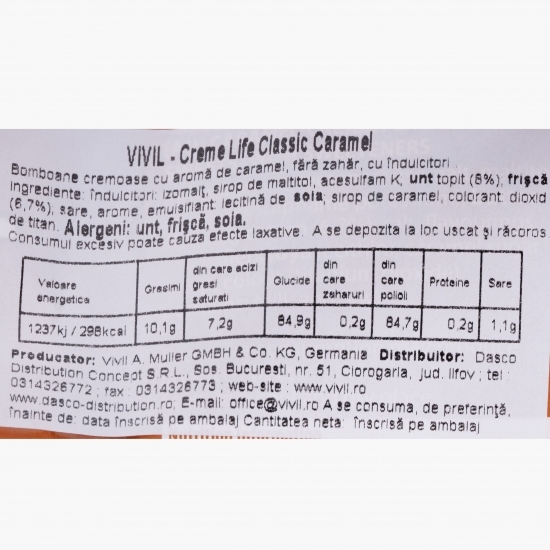 Bomboane Creme Life caramel fără zahăr 60g
