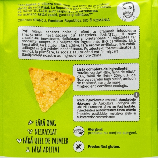 Snacks Sănățele eco din mazăre, năut și linte, fără gluten 40g