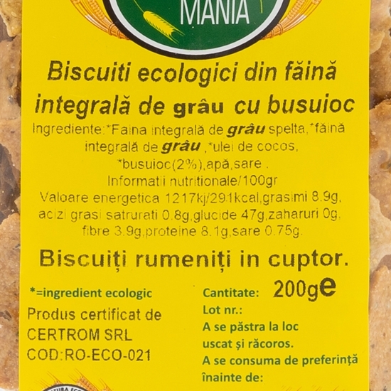 Biscuiți ecologici integrali cu busuioc 200g