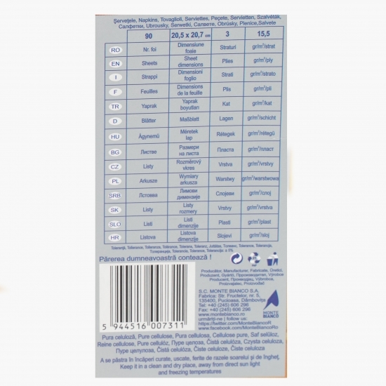 Șervețele faciale neparfumate Deluxe 3 straturi 90 buc