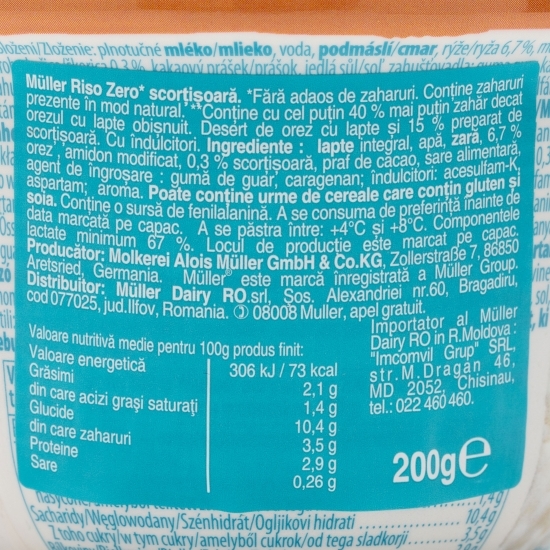 Orez cu lapte și scorțișoară fără zahăr adăugat 200g