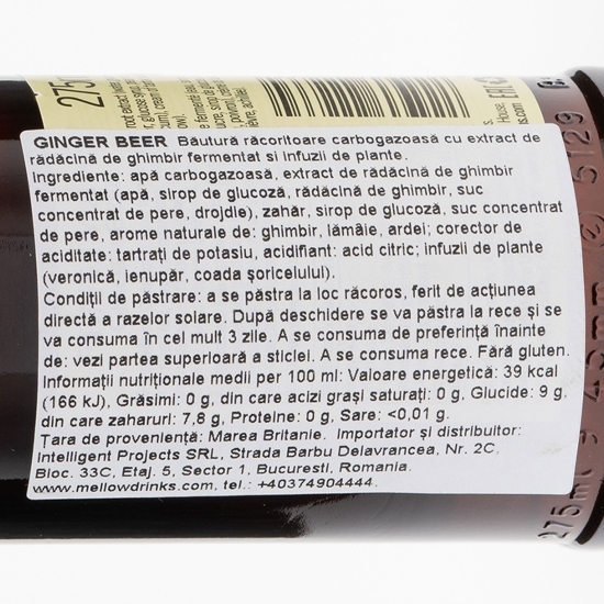 Băutură carbogazoasă Ginger Beer 0.275l