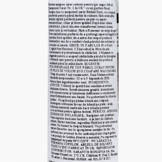 Sampon uscat Dark Hair pentru păr închis la culoare 200ml