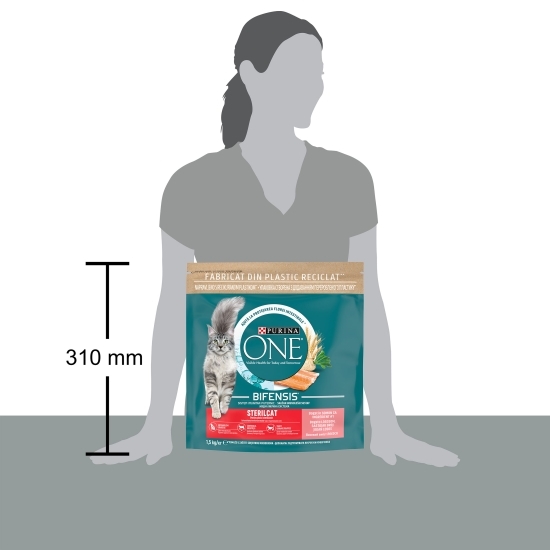 Hrană uscată pentru pisici adulte, 1.5kg, One Sterilcat cu somon și grâu
