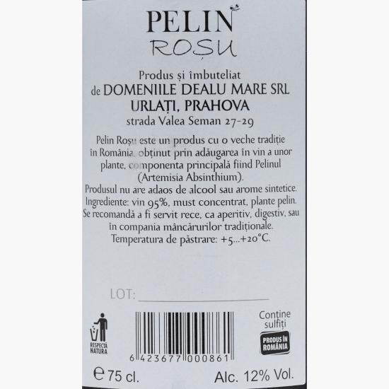 Pelin roșu, 12%, 0.75l