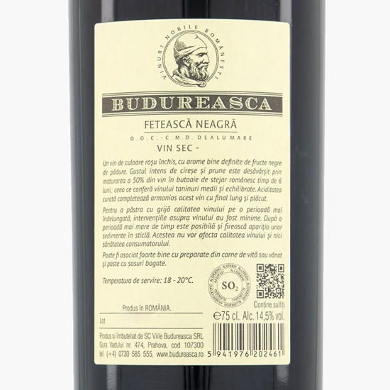 Vin roșu sec Fetească Neagră, 14.5%, 0.75l