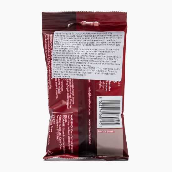 Vișine învelite în ciocolată belgiană neagră, 40g 
