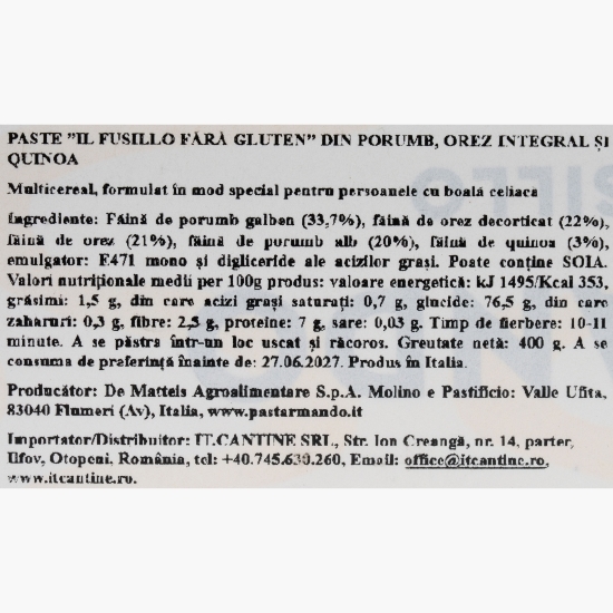 Paste Il fusillo fără gluten 400g