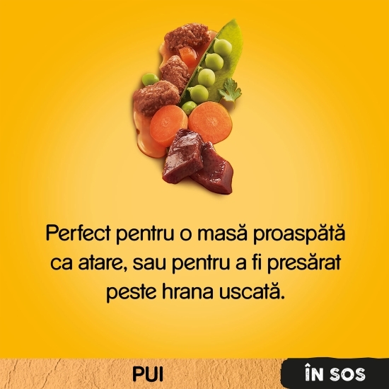 Hrană umedă pentru câini adulți, 100g, cu pui și legume în sos 