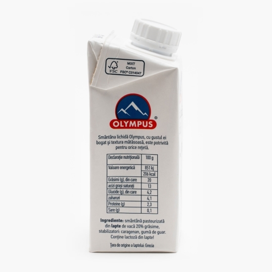 Smântână lichidă, 20% grăsime 200ml