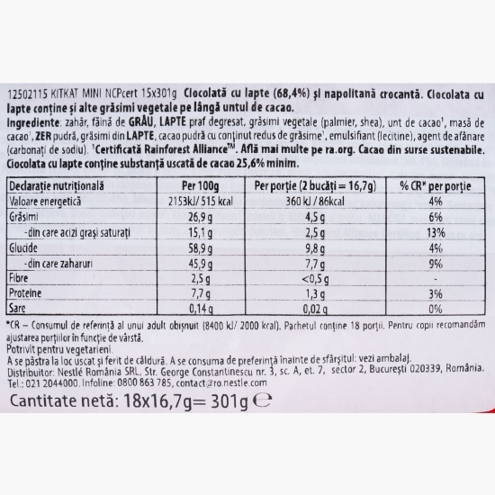 Batoane cu ciocolată cu lapte și napolitană, mini 301g