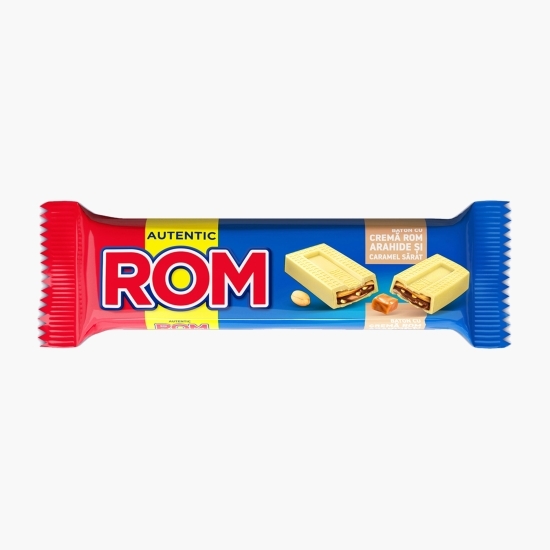 Baton de ciocolată cu caramel sărat, cremă de rom și arahide 44g