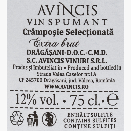 Vin spumant alb extra brut, 12%, 0.75l