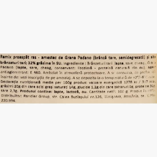 Amestec de Grana Padano și alte brânzeturi tari rase 100g