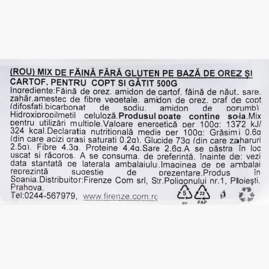 Mix de făină fără gluten pe bază de orez și cartof pt copt și gătit 500g